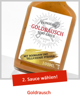 Individuelle Etiketten für Goldrausch Sauce