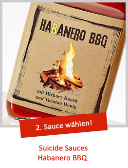 Individuelle Etiketten für Suicide Sauces Habanero BBQ