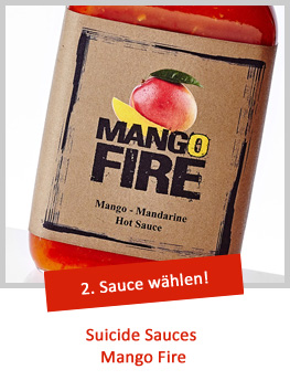Individuelle Etiketten für Suicide Sauces Mango Fire