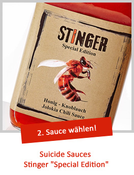 Individuelle Etiketten für Suicide Sauces Stinger 