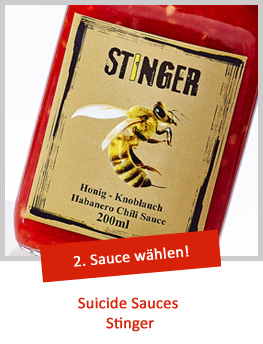 Individuelle Etiketten für Suicide Sauces Stinger