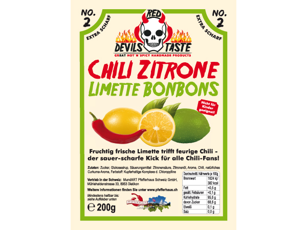 Chili Zitrone Limette Bonbon