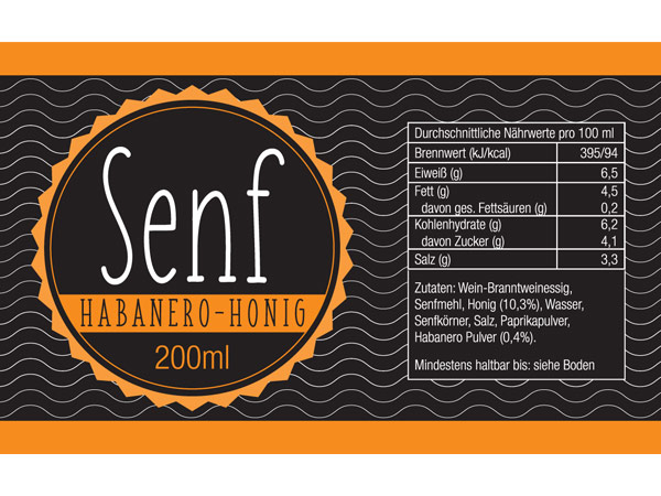 Pfefferhaus Habanero Honig Senf: Etikett