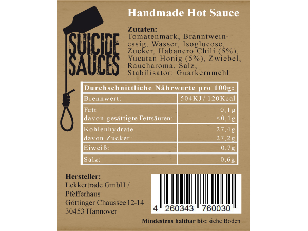 Habanero BBQ Sauce: Etikett